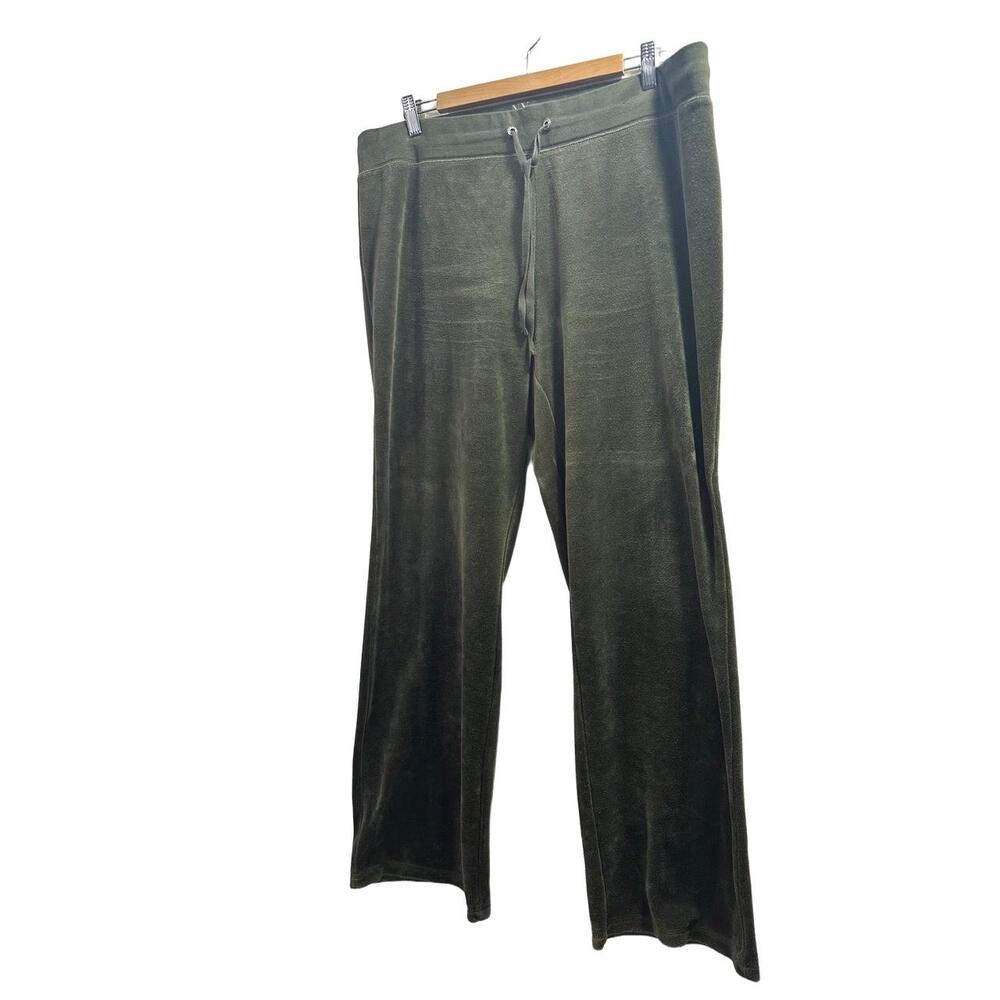 New York And Company Track Pants Womens Size XL Green Velour Velvet Drawstring - Picture 6 of 10